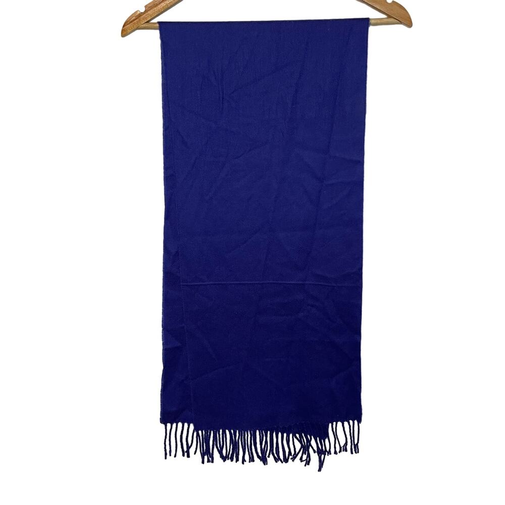 Ups & Downs Blue Scarf Rectangle Fringe Unisex Neck Warmer Winter